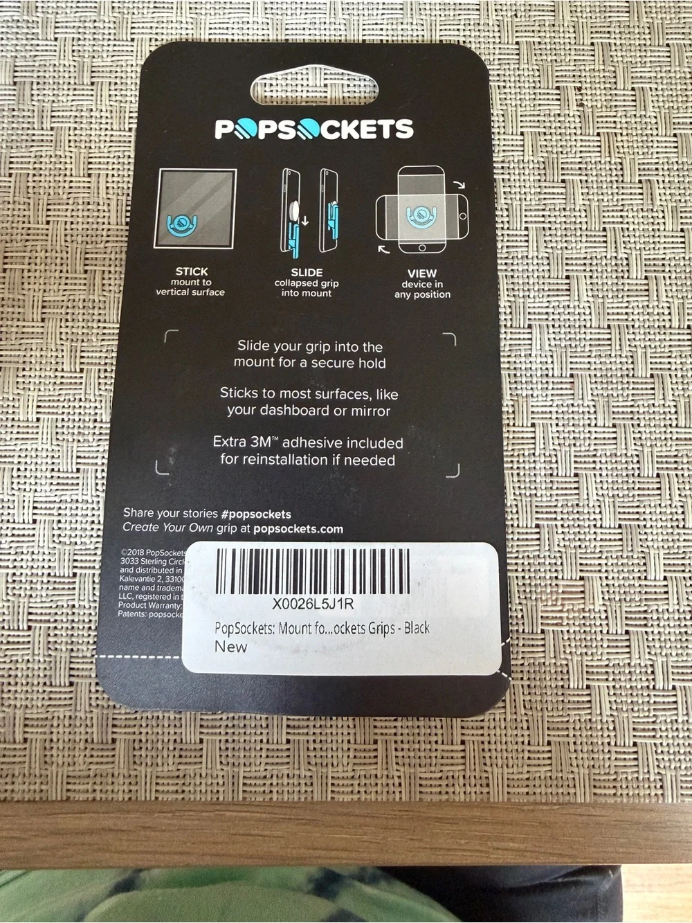 PopSockets Multi Surface Mount Black New Sealed Phone Grip Holder Mount